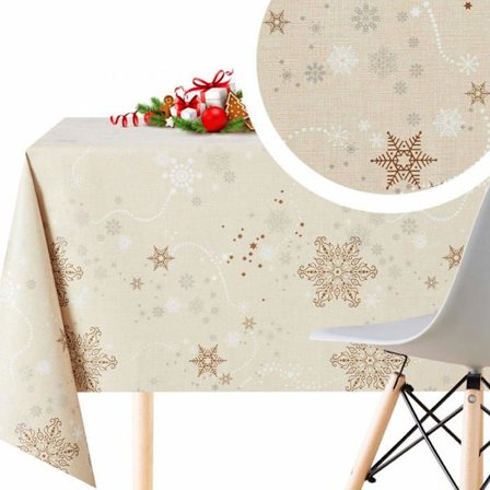 Bordduk Kp home - KP0016 - PVC Duk Rektangulär 140x200 Jul Beige Elegant Vattentät Plastduk