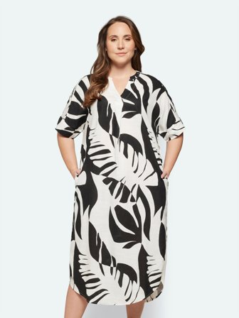 CISO - Hør Kjole - Sort - Mønstret