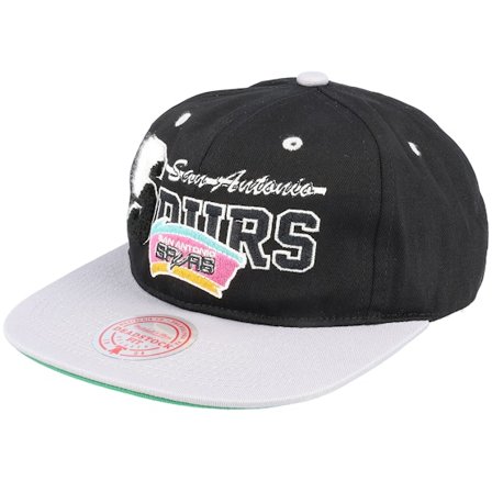 Mitchell & Ness - San Antonio Spurs Varsity Letter Black/Grey Snapback Snapback Black Cap - NBA @ Hatstore