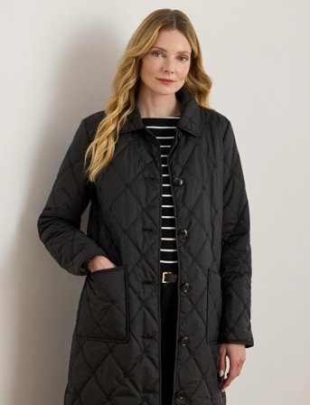 Lauren Ralph Lauren Logo Quilted Down Long Coat - Black - S