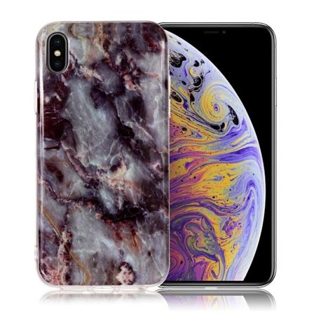 Marmormotiv iPhone Xs Max skal - Mörkgrå / Svart Marmor