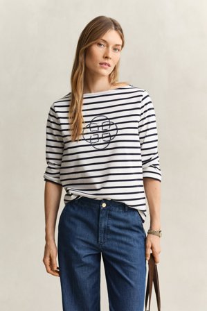 GANT Damen Shirt mit Dreiviertelärmeln (M) Marineblau
