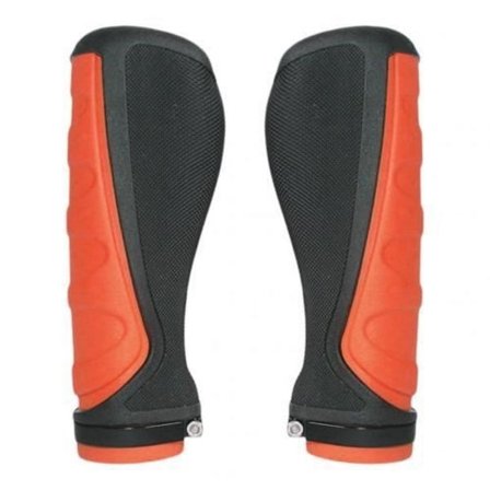 Cykeltilbehør, 1 par ergonomisk komfortable ultralette skridsikre cykelstyrgreb i gummi - Orange/Sort