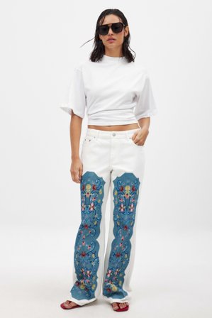 NA-KD ART Bedruckte Jeans mit mittlerer Taille - Mid Waist Jeans - - EU 32