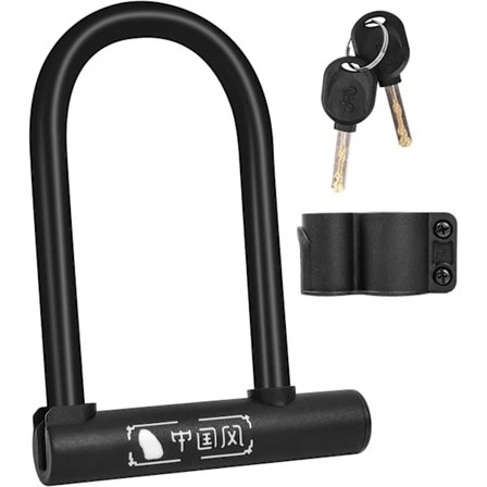 QD-Stålbøyle sykkellås, vanntett og rustfri, universelt feste med 2 nøkler, for elsykkel, motorsykkel, landeveissykkel, MTB, kontordør