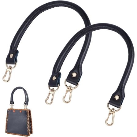 2 stk. 400mm læder taske skulderrem sort taskehåndtag med drejelige