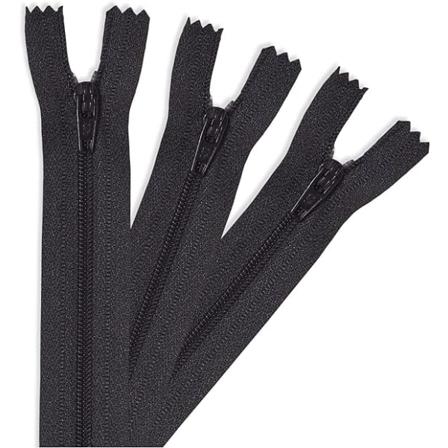 Pakke med 3 - Nylon Lynlåse med Lukket Ende. Ideel til Syning, Syning af Kjoler, Skørter, Tasker, Puder, Håndværksprojekter Black