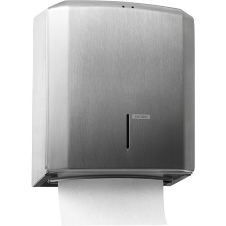 KATRIN Dispenser handdukar M manuell borstat rostfritt stål silver - Lyreco - Städ och hygien - Toalettpapper och torkpapper - Hållare - 