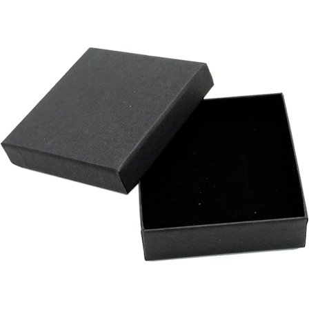 Musta pahvilaatikko koruille, neliömäinen pahvilaatikko, pieni musta DXGHC