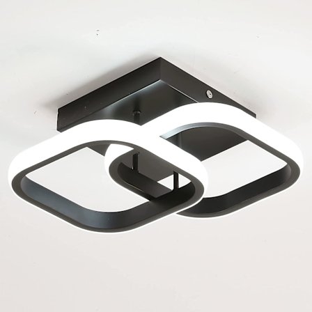 20w Modern Led Taklampa, 2500lm, 6000k Kallt Vitt, 24cm, Svart [