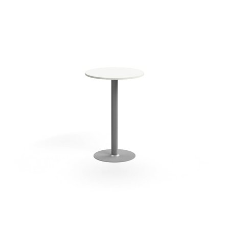 Bar table ALVA, Ø700x1000 mm, high pressure laminate, silver/white