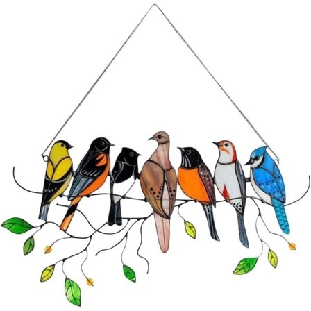 Flerfarvede Fugle På En Tråd, Metal Fugl Serie Kunst Ornament Penda IC