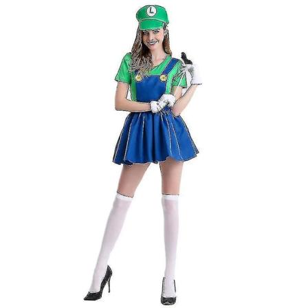 Vuxna kvinnor Super Mario Luigi Bros Fancy Dress Damklänning Green