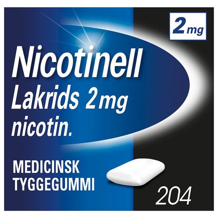 Nicotinell Lakrids Tyggegummi 2 mg 204 stk, Medicin & Pleje, Rygestop, Nikotintyggegummi