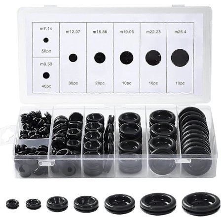 Pakke med 170 gummistoppe, gummibeslag, gummibøsninger, gummiblankeplugger, kroppsplugger i gummi [DB]