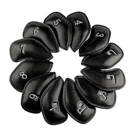 12 stk. Golf Jern Hovedbeskyttere, Tykt Syntetisk Læder Vandtæt Overdimensioneret Design til Professionel Beskyttelse, Nem Identifikation & Universal 