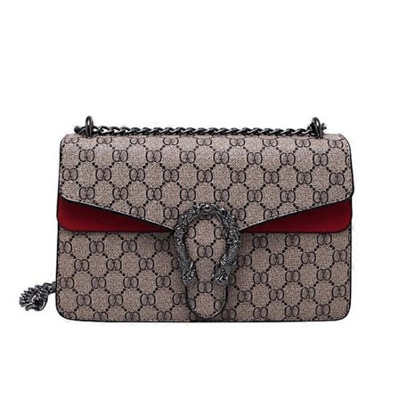 Dam Crossbody Axelväska Retro Ormskin Enfärgad Kedjerem Clutch Läder Väska Röd