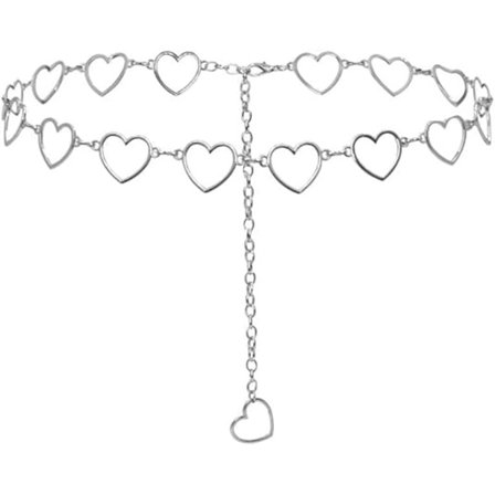 Metal Taljekæde Kvinder Piger, Lang Kvaster Kærlighedshjerter Vedhæng Justerbare Kropslænke Bælter Krop Mave Smykker til Jeans Kjoler