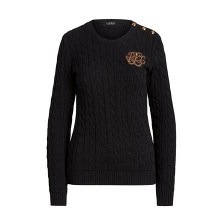 Ralph Lauren, Round-neck Knitwear Zwart, Dames, Maat:L