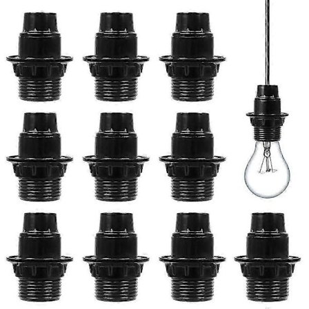 10 stk. lampesokler passer til E14 skruepærer og skrueenergisparerlamper (sort)