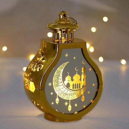 Ramadan Dekorativ Lanterne, Ramadan Dekoration Lampe, LED Hængende Eid Mubarak Lanterne, Batteridrevet Ramadan Lys