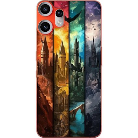Yhteensopiva Puhelinkuori Nothing Nothing CMF Phone 2 Pro Neljä taianomaista linnaa eri elementtiväreissä, eeppinen fantasiataide tulen veden ilman