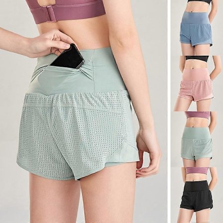 Dame Sports Shorts Sommer Hofte Yoga Fitness Sportstøj Høj Talje Hurtigtørrende Hot Træning Løbeshorts