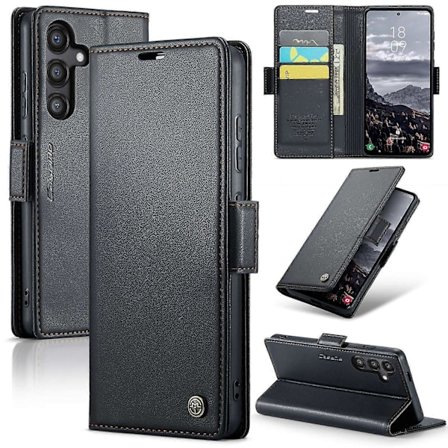 Til Samsung Galaxy S24 FE Case CASEME 023 Series RFID-blokerende Glossy Stand Telefon Cover