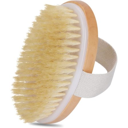 Træbadekar naturlig børste tør børstning massage eksfolieringsbørste (rund)