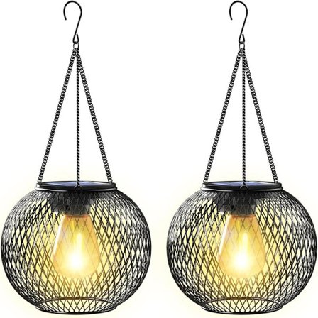 Solcellelamper 2 stk. Solcellelampe Udendørs Have med IP65 Vandtæt Auto Tænd/Sluk Varm Hvid [Energiklasse A+++]-FA-