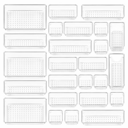 Set med 25 plastlådor, universell badrumsorganisatör i 4 storlekar -FA6-
