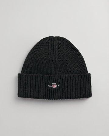 GANT SHIELD COTTON BEANIE Musta Hatut Unisex - Kids Brand Store