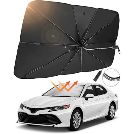 Car Windshield Sunshade, Convenient Foldable Anti-UV Sun Visor Umbrella Universal for Most Cars, 138*80CM