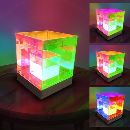 Infinity Cube Lys - Infinity Lampe til Soveværelse, Stue, Gamer Værelse - 3D Infinity Lys til USB Strøm, Farveskiftende Iøjnefaldende Bord RGB LED 