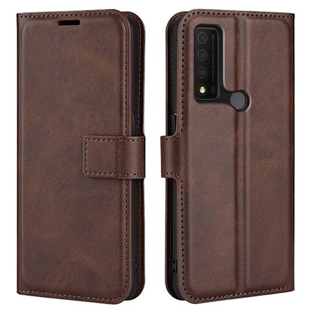 Hållbart konstläder TCL 30 V 5G fodral med plånbok - Brun