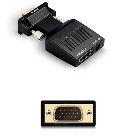VGA till HDMI Adapter Konverterare med Ljud, Kompatibel med Laptop, Dator, Projektor