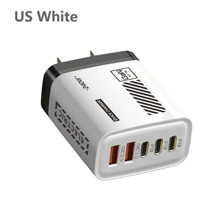 240W 5 Portars Telefonladdare 2 USB 3 Typ C Snabbladdning PD QC3.