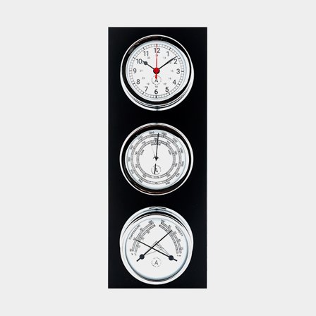 Stacja pogodowa Autonautic Atlantic 95 EGC, 350 x 130 mm, z zegarem okrętowym, barometrem i higrometrem / termometrem, Ø70/95 mm, czarne drewno z 