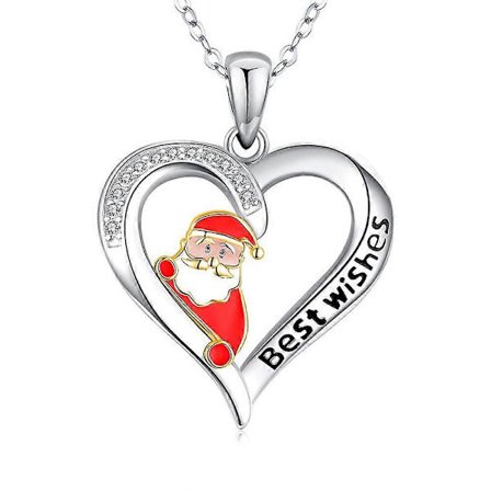 Dame Mode Julemand Hjerte Halskæde med Kæde Halskæde til Kvinder