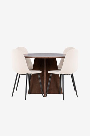 Venture Home - Bootcut-spisebord med Polar-spisestol - Beige - Spisegruppe 4 personer - Fra Homeroom