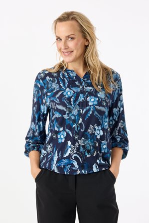 SIGNATURE - 3/4 Ærmet T-shirt - Navy Mix - Blomstret