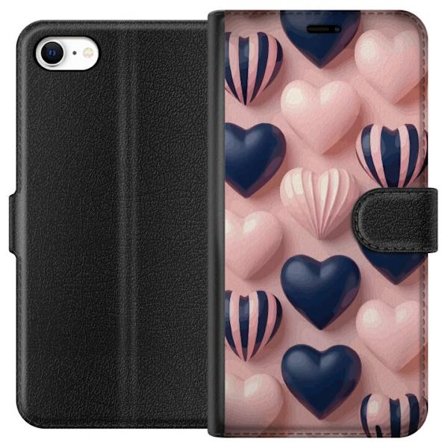 Kompatibel Tegnebogsetui til Apple iPhone 6 Bløde tredimensionelle hjerter i lyserød og navytoner i et romantisk mønster