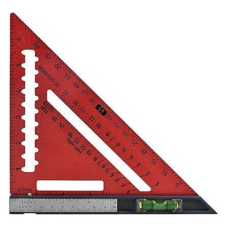 Aftagelig Trekant Lineal Sæt Kvadrat Høj Trekant Plade Justerbar W -meter Rød