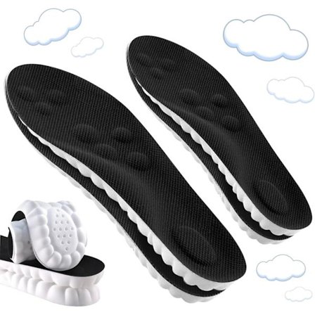 To par memory foam 4D skyformede komfortsåler med svangstøtte til at lindre fodsmerter og give en behagelig massage for at reducere træthed.