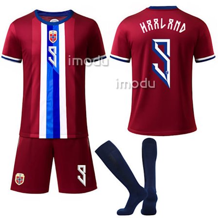 2024-2025 Norge Landslag Hjemmedrakt Barn Voksne Nr. 9 Haaland Fotballdrakt Rød Uniform Størrelse 18 Nr. 9 Haaland 18