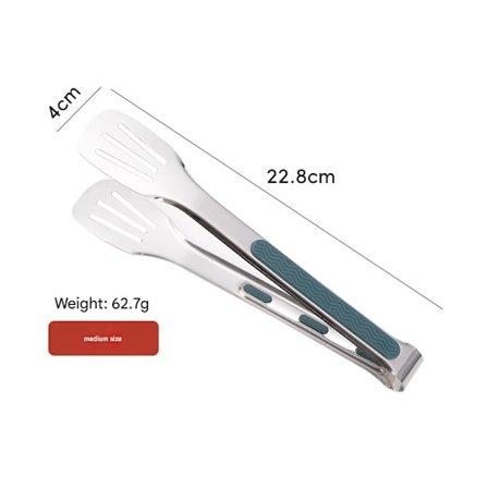 304 Køkkentang i rustfrit stål, fortykket for at beskytte mod varme, egnet til madlavning og grillning - Grøn (Medium)