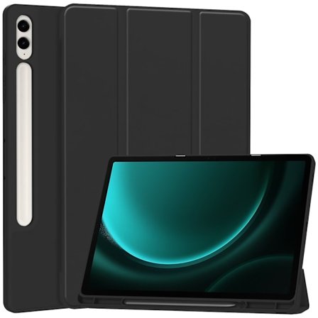 Galaxy Tab S9 FE Plus Fodral Tri-Fold Pennhållare Svart