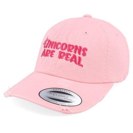 Unicorns - Roze unconstructed Cap - Unicorns Are Real Pink Destroyed Dad Cap @ Hatstore