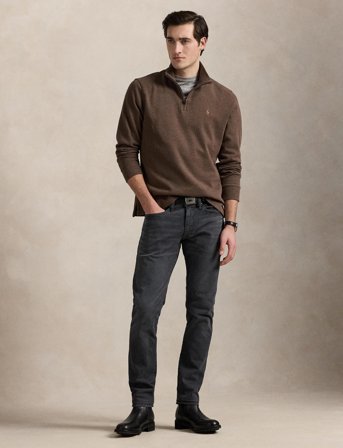 Polo Ralph Lauren Estate-Rib Quarter-Zip Pullover - Brown - XS