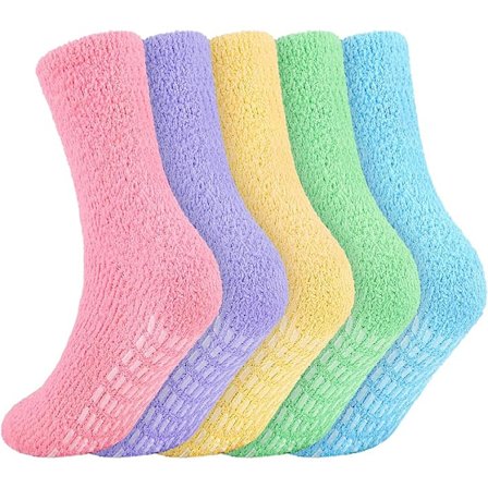 5 par tøfler myke sokker, vinter varme sokker, myke termiske ikke